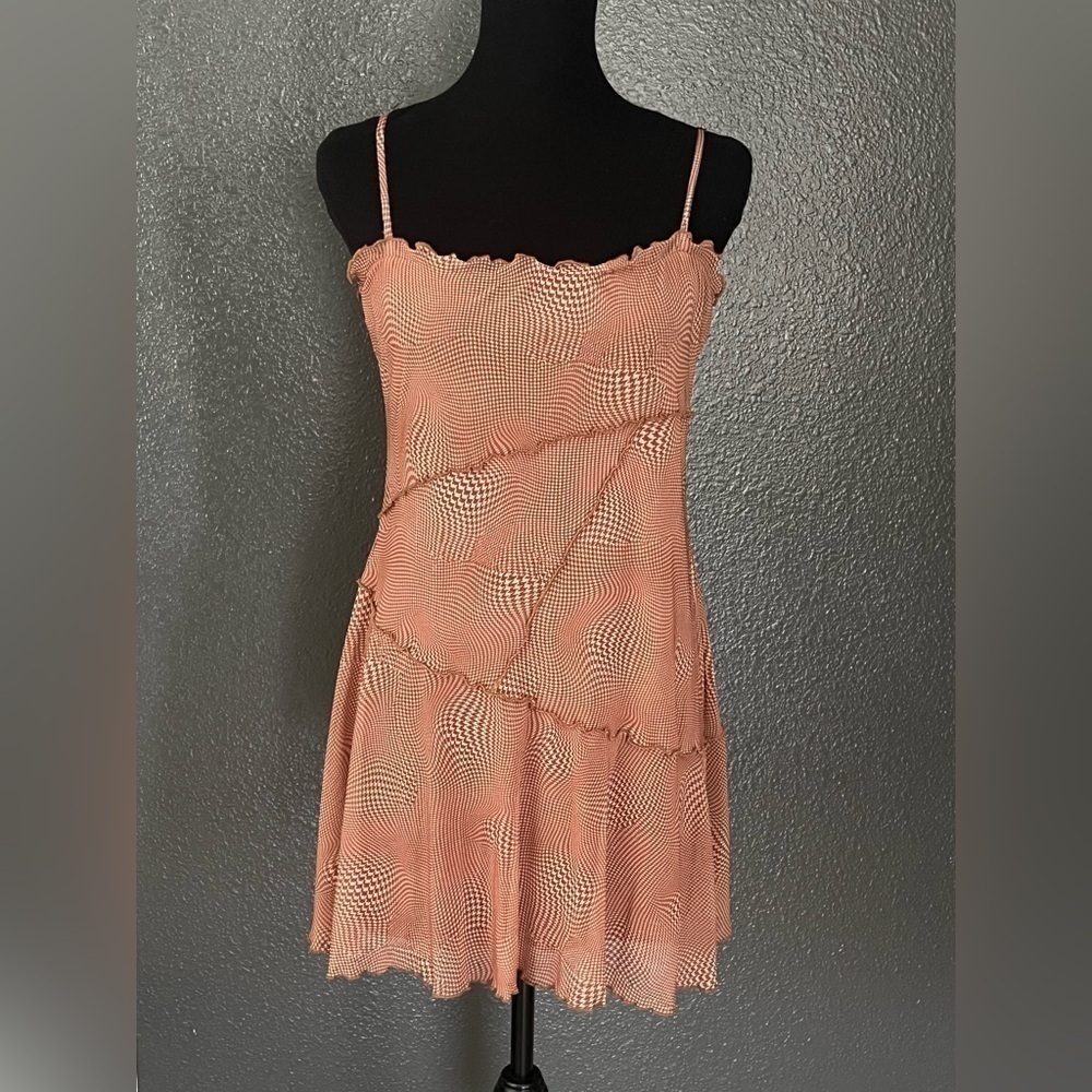 Urban Outfitters Brown Sheer Dress with Slip - Size Large